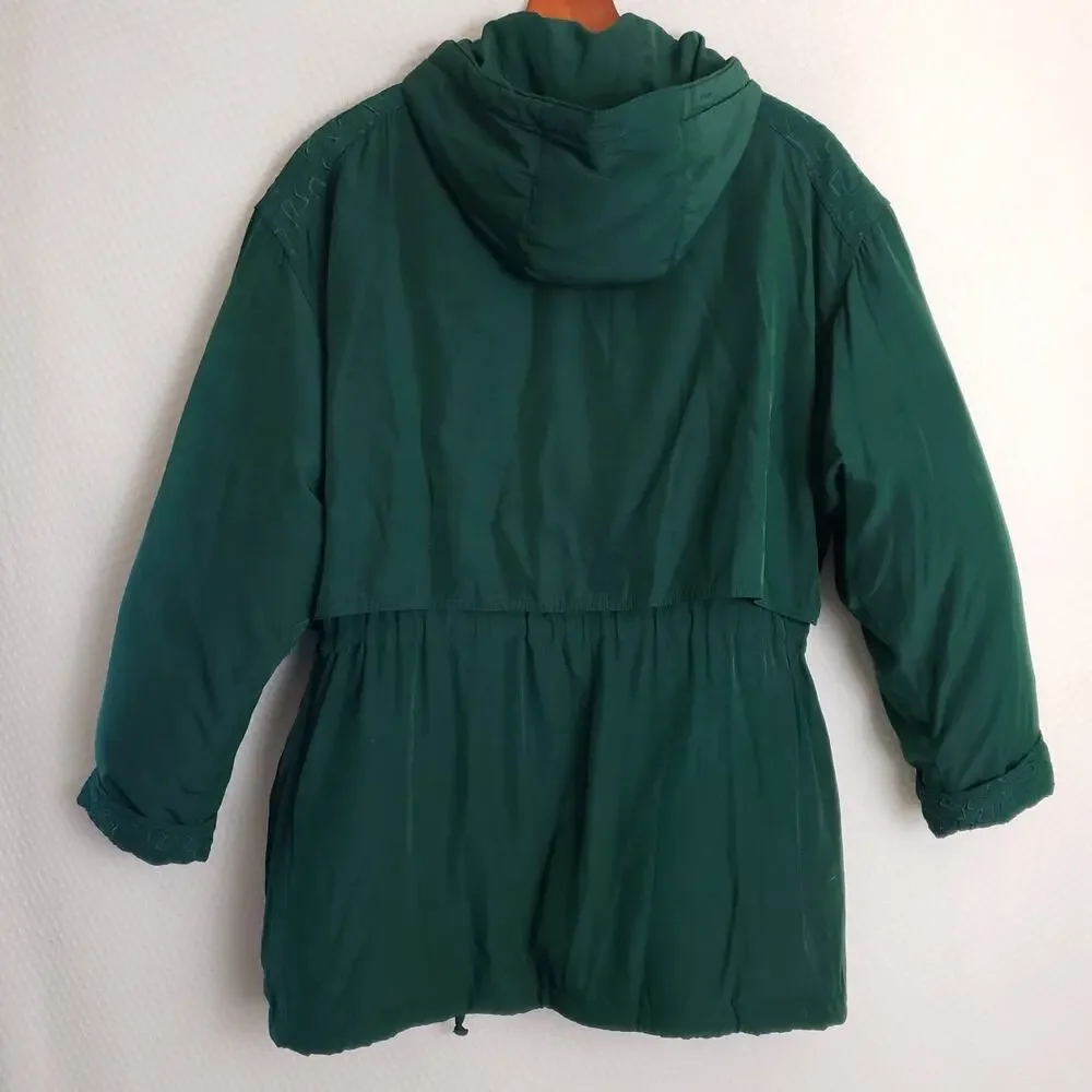 Dupuis Express Avenue De L'Opera Down Puffer Coat Emerald Forest Green. Hooded M